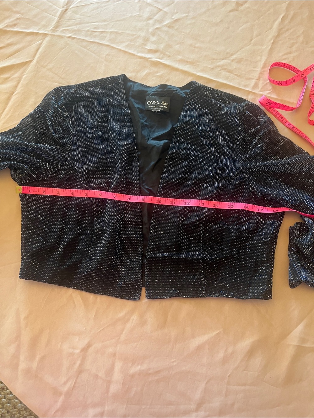 Onyx Nite Black Sparkle Cropped Blazer - Picture 5 of 8